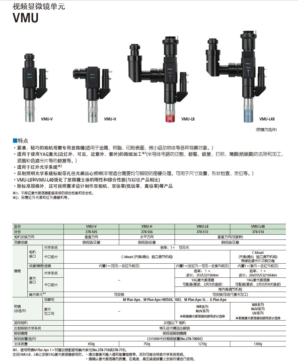 三丰视频显微镜单元378-505 378-506 378-513 378-514