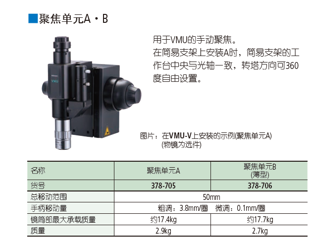 三丰聚焦单元378-705 378-706