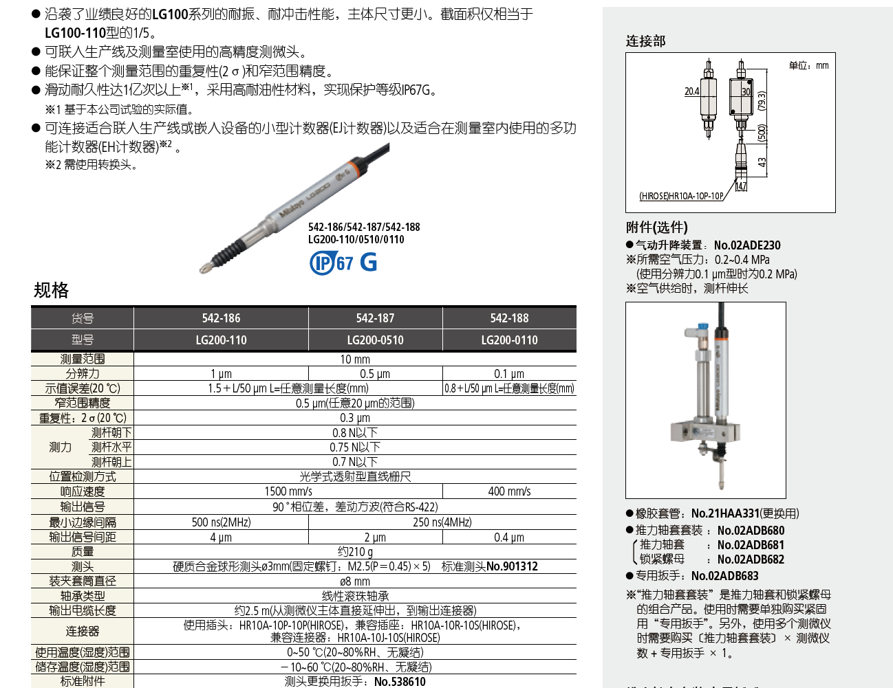 日本三丰光栅测微计542-186  LG200-100